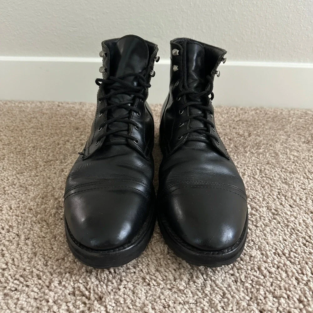Thursday Boot Co Captain Boots Men 12.5 Black Leather Lace Up Cap Toe